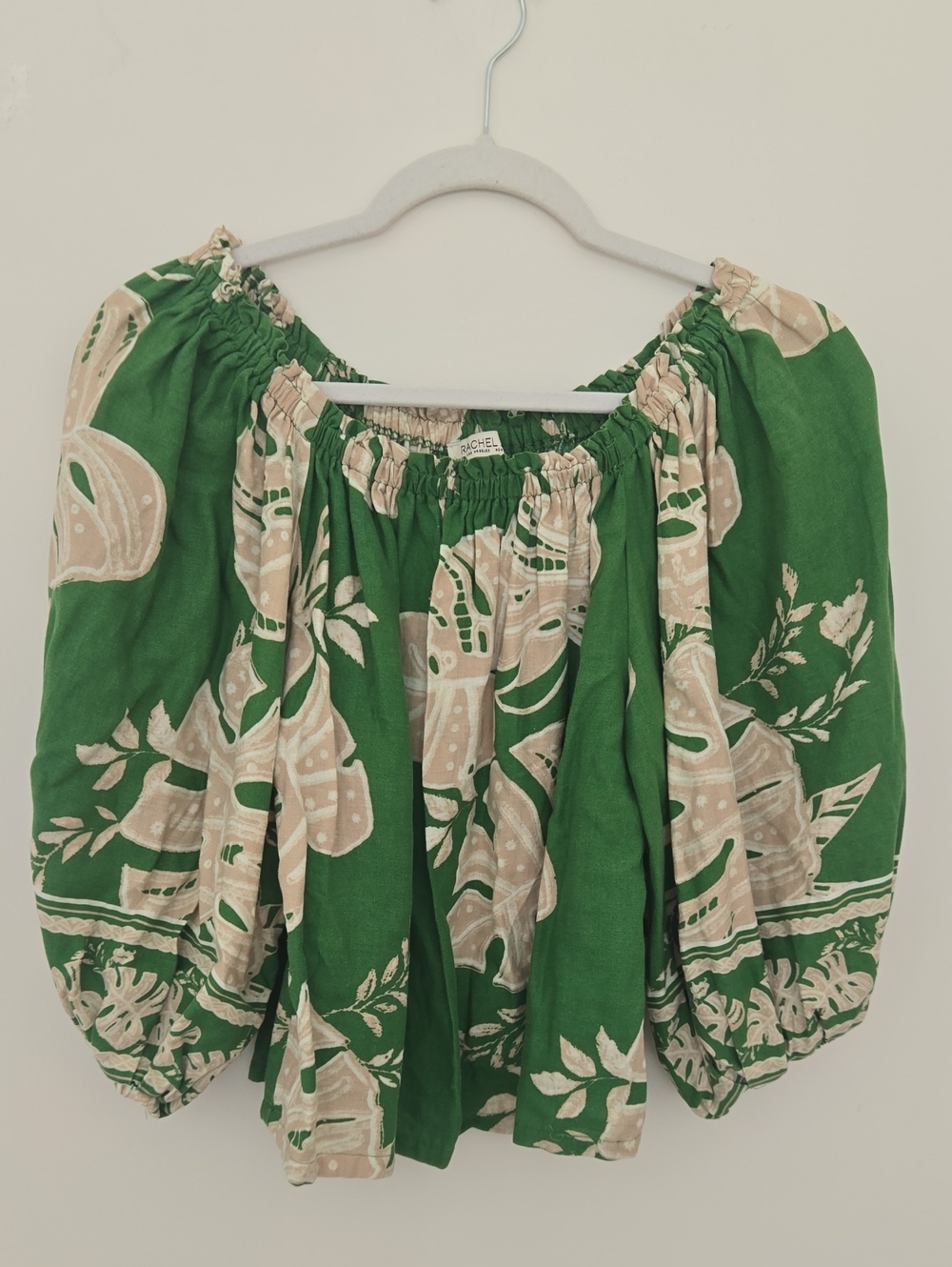 Rachel Zoe Freen Floral Off-Shoulder Peasant Top Linen Blend Boho Chic S